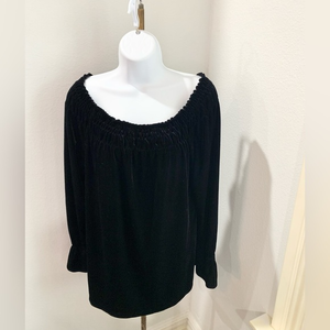 Motherhood Maternity Black Velvet‎ Long Sleeve Off the Shoulder Top Size Small